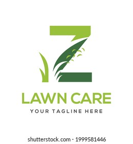 Modern Simple Initial Z Letter Lawn Care Logo Concept. Landscaping Garden Environment Service Company