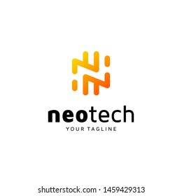 modern simple initial/letter n with technology logo style,tech logo design,neo logo design vector 