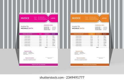 modern simple invoice design, clean and vector format .