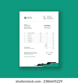 Diseño de factura simple moderno para diseño de facturas de oficina corporativa Diseño sencillo y creativo