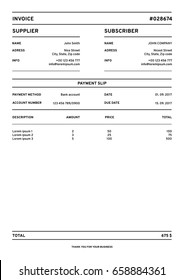 Modern simple invoice template, vector illustration, A4 format