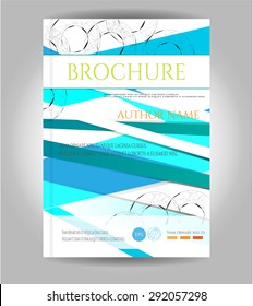 Modern, simple, isolated brochure, report, book, flyer, template design with blue stripes, bright background, text