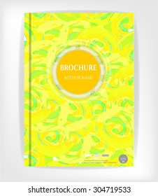 Modern, simple, isolated, template design, brochure, report, book, flyer with yellow, green, watercolor shapes, bright background