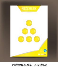 Modern, simple, isolated, template design, brochure, report, book, flyer with yellow flowers, suns, text, dark background