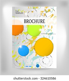 Modern, simple, isolated, template design, brochure, report, book, flyer with colorful - orange, blue, green, yellow circles, watercolor shapes, text, bright background