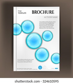 Modern, simple, isolated, template design, brochure, report, book, flyer with blue, round, buttons, circles, labels, text, dark background
