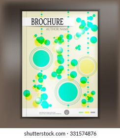 Modern, simple, isolated, template design, brochure, report, book, flyer with blue circles, yellow circles, text, dark background
