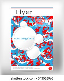 Modern, simple, isolated, template design, brochure, report, book, flyer with red, blue, white, watercolor shapes, bright background
