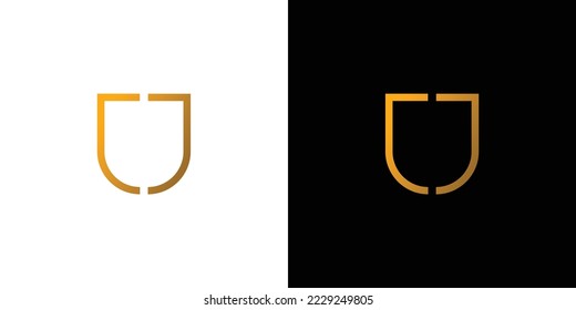 Diseño moderno y sencillo de un logotipo de escudo de letras JJ