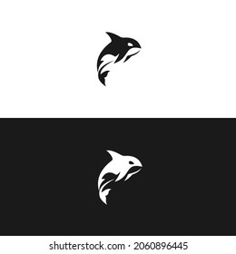 modern simple jumping dolphin symbol silhouette