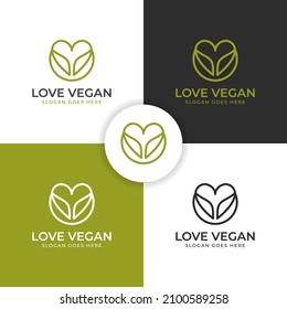 modern simple leaf care logo for vegan lover, natural diet, vegetarian, herbal product logo design