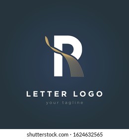 Modern and simple Letter Alphabet font Logo with gold wave line for organization, business, or company