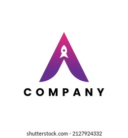 modern and simple letter A or arrow with rocket logo design