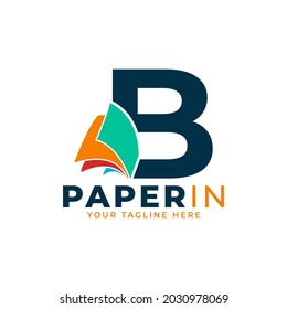 Modern Simple Letter B with Paper Logo Design Template