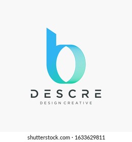 Modern and simple Letter b with wave line. logo for organization, business, or company. symbol growth for technology digital. -vector