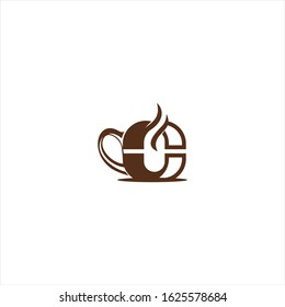 Modern and simple letter C for logo design  coffee cafe with brown color