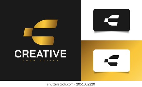 Diseño de logotipo de letra C moderna y simple en gradiente dorado. Símbolo gráfico de alfabeto para identidad empresarial