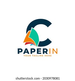 Modern Simple Letter C with Paper Logo Design Template