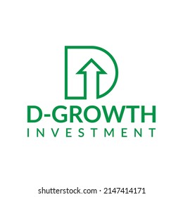 modern and simple letter D with arrow logo design. suitable for finance, marketing, investment, etc.