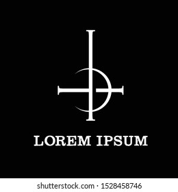 modern and simple letter D crescent shape with cross monogram logo vector template