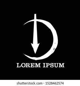 modern and simple letter D crescent shape and line arrow monogram logo template