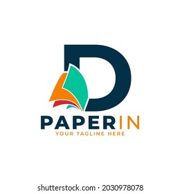 Modern Simple Letter D with Paper Logo Design Template