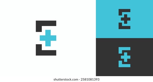  Modern and simple letter E combination health logo design