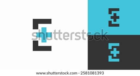  Modern and simple letter E combination health logo design