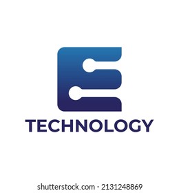 modern and simple letter E technology logo design