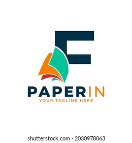 Modern Simple Letter F with Paper Logo Design Template