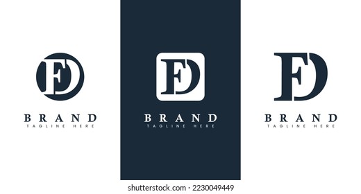 Logotipo moderno y sencillo de carta FD, adecuado para cualquier negocio con iniciales FD o DF.