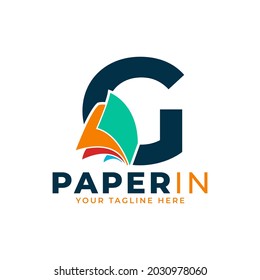 Modern Simple Letter G with Paper Logo Design Template