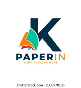 Modern Simple Letter K with Paper Logo Design Template