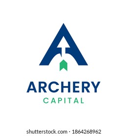 Modern and Simple Letter A logo with arrow element to represent financial, analytic, growth, leadership in business company