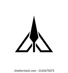modern and simple letter A with spear logo design