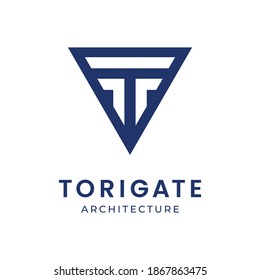 Modern and simple letter T logo in a triangle shape for construction, finance, tech, security company logo