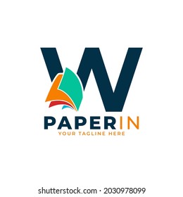 Modern Simple Letter W with Paper Logo Design Template