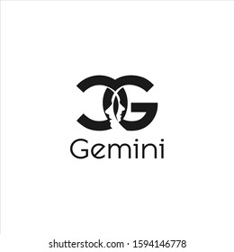 Modern and simple letters C and G with negative face space in black color for  logo design Gemini 