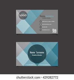 Modern simple light blue and white business card with flat user interface. template, vector illustration  