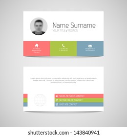 Modern simple light business card template with flat user interface