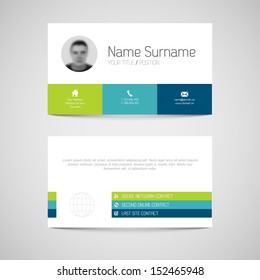 Modern simple light business card template with flat user interface