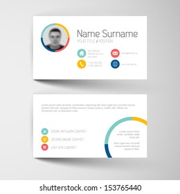 Modern simple light business card template with flat user interface