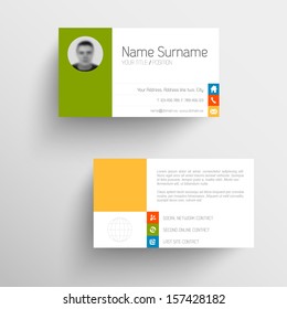 Modern simple light business card template with flat user interface