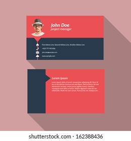 Modern simple light business card template - Flat Design - Vector Illustration