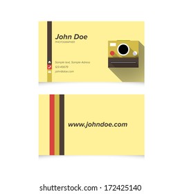 Modern Simple Light Business Card Template with Flat Old Analog Film Camera