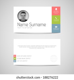 Modern simple light business card template with flat user interface