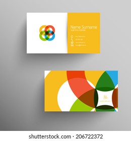 Modern simple light business card template with flat user interface