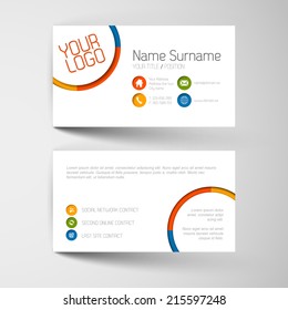 Modern simple light business card template with flat user interface