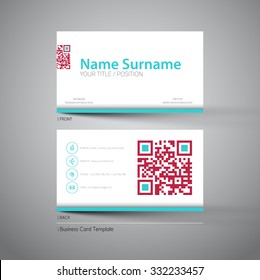 Modern simple light business card template with big QR code 