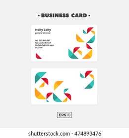 Modern simple light business card template with flat color user interface